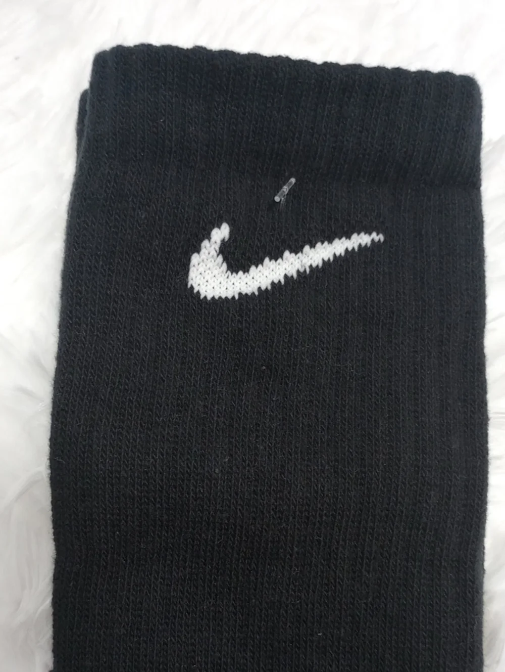 Nike Black Crew Athletic Mid-calf Socks with White Swoosh